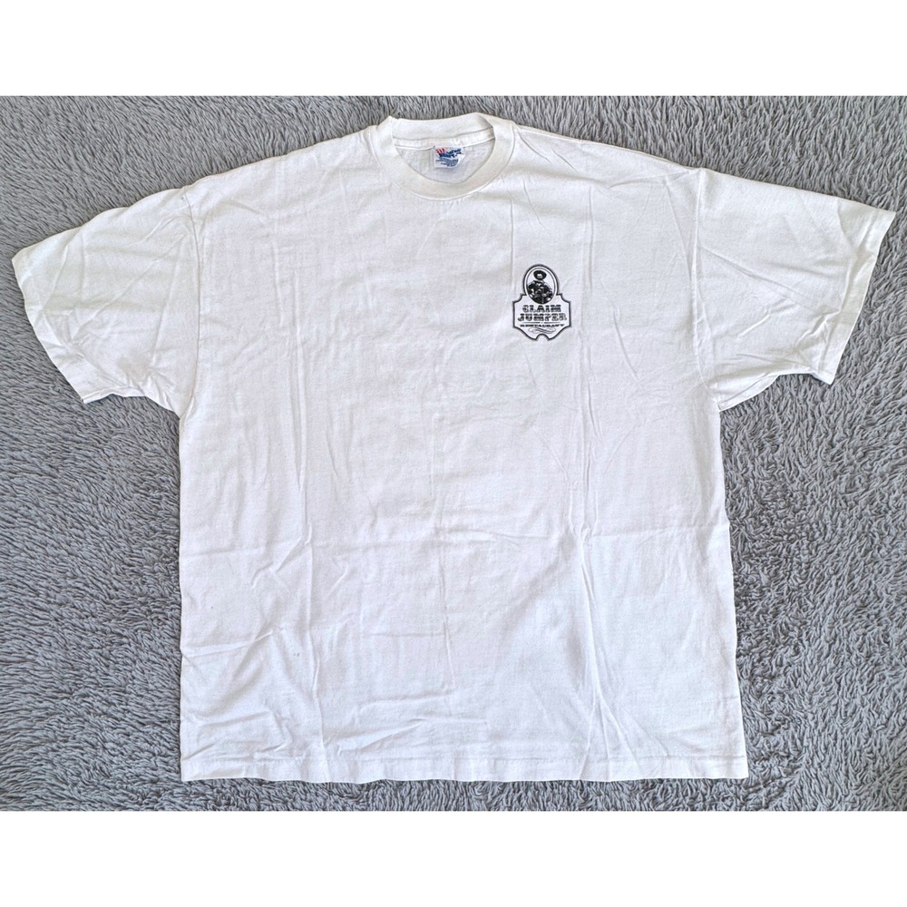 Vintage Hanes Beefy-T Claim Jumper Restaurant Graphic T-Shirt White XXL USA Made